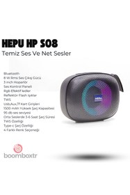 Resim HEPU HP-S08 Taşınabilir Şarjlı Bluetooth Hoparlör Rgb Usb Aux Tf 1500 Mah Joyous Sound TWS 