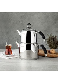 Resim Nehir Modern Midi Çelik Çaydanlık Takımı Gri 