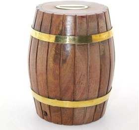 Resim Pirinç Ahşap Fıçı Kumbara 12.5 Cm Wb535 