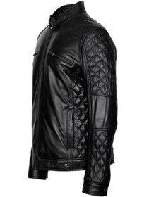 Resim Sanalbolluk Fit Kesim Erkek Spor Deri Mont Siyah Renk 