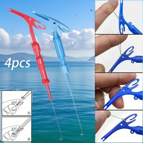 Resim 4 adet 3'ü 1 arada Balıkçılık Düğüm Bağlama Aracı & Kanca Çıkarıcı - İki Renkli (Kırmızı/Mavi) Ergonomik Tasarım, Hızlı ve Kolay Düğümler için Dayanıklı Plastik, Balıkçılar İçin Mükemmel Hediye - Babalar Günü, Paskalya, Bağımsızlık Günü, Balıkçı Esansiyelleri, Çok Fonksiyonlu Araç, Ergonomik Sap, Pratik Balıkçı Seçimi 