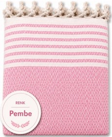 Resim Pamuklu Kaymaz Hasır Dokuma Maxi Boy Kolları Örten Koltuk Örtüsü 180x310 - Pembe 