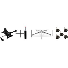 Resim ERDEMER Krom Yıldız Ayak, 120'lik Amortisör,Çift Kollu Mekanizma Ve 5 Adet Tekerlek 