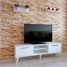 Resim Mobilya Sepeti (MS10)DUVAR Raflı Tv Sehbası,tv Ünitesi ,beyaz 