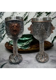 Resim Aslan Kafası Tasarımlı Paslanmaz Çelik Kadeh Bardak 