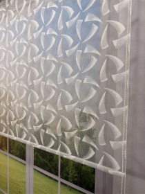 Resim Nova Serisi Üç Yaprak Desenli Çift Mekanizmalı Beyaz Tül Açık Gri Stor Perde Açık Gri 