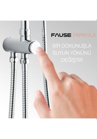 Resim Fause Teleskopik Kolonlu Tepe Duş Seti Pirinç El Başlık Kds102-2 Krom 