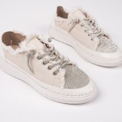 Resim Muggo Damsel Bağcıklı Taşlı Kadın Günlük Denim Sneaker Spor Ayakkabı 