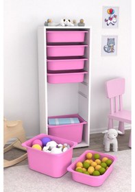 Resim Pratico Zola 7 Sepetli Çok Amaçlı Oyuncak Dolabı Pembe 