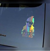Resim KC TASARIM Hologram Arka Cam Sticker Arabada Bebek var Oto Aksesuar Çıkartma 