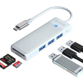 Resim Orico PAPW3AT-C3-015-WH-EP Type-C To 3.0 TF SD Kart Okuyucu 3 Portlu USB 3.0 Beyaz Çoklayıcı Adaptör 