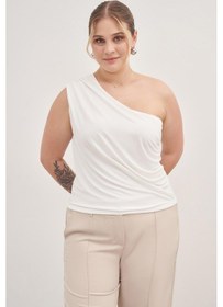 Resim Myline Tek Omuz Drapeli Top-1759-beyaz Beyaz 