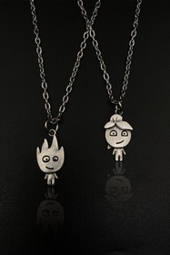 Resim İYİ MODA Ateş Ve Su Ruh Eşi Metal Çift Kolye 