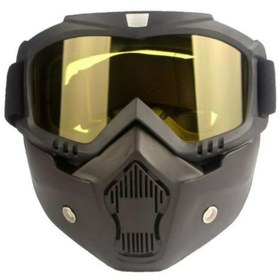 Resim MOTOANL Cross Motosiklet Bisiklet Gözlüğü Açık Kask Maskesi Süngerli Bant Lastikli Jet Maske Sarı Camlı 
