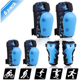 Resim Wezone Çocuk Bisiklet Ve Paten Koruması - 6 Parça Dizlik, Dirseklik Ve Bileklik Seti 3-12 Yaş 