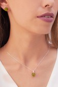 Resim ATEŞ GOLD Gümüş Set 925 Ayar Zirkon Taşlı Top Kolye Küpe 