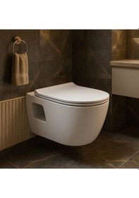 Resim Turavit Rondo Rita Beyaz Kanalsız Açık Montaj Asma Klozet Rnd5516, Nkp Grande Yavaş Kapak Diğer 