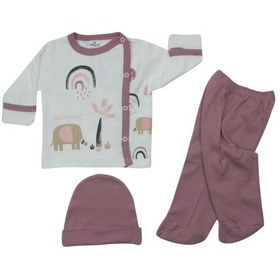 Resim Hoppala Filli Eldivenli Yenidoğan 3 Lü Zıbın Seti Gülkurusu Çok Renkli 