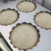 Resim 4 adet Antika Altın Çerçeveli Şık Dantel Yuvarlak Placemat - 38.1 cm, Parti, Mutfak ve Yemek Dekoru için Zarif Barok Eğilimli Tasarım, Elde Yıkanabilir, Polyester Malzeme, Yuvarlak Şekil, Şükran Günü için Mükemmel 