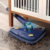 Resim 1 Set, Uzun Saplı Üçgen 360° Dönen Mop - Eller Serbest Temizlik, Islak/Kuru Zemin, Duvar, Tavan, Cam Çift Kullanım - Paslanmaz Çelik/Plastik, Mutfak, Banyo, Oturma Odası, Zemin Mop Temizliği için Mükemmel 