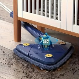 Resim 1 Set, Uzun Saplı Üçgen 360° Dönen Mop - Eller Serbest Temizlik, Islak/Kuru Zemin, Duvar, Tavan, Cam Çift Kullanım - Paslanmaz Çelik/Plastik, Mutfak, Banyo, Oturma Odası, Zemin Mop Temizliği için Mükemmel 