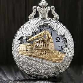 Resim Gümüş Kasa Boş Altın Tren Cep Saati, Kuvars Cep Saati 