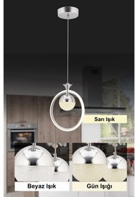 Resim İstanbul Avize Işıl Led Üç Renk Gümüş Lüx Modern Ledli Avize 