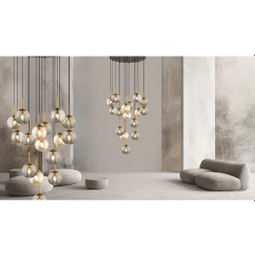 Resim Lampaluce Lampaluce Regina Modern Sarkıt Salon Yüksek Tavan Avizesi Avizesi 15'li Çok Renkli 