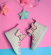Resim First Step Pembe Puantiye Desenli Kurdele Detaylı Cırt Cırtlı Lastikli Kız Çocuk Sneaker Spor Ayakkabı-s-1005 
