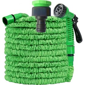 Resim Yeşil Esnek Genişletilebilir Hortum, 7'li Ayarlanabilir Nozul ile, 7.5-60 Metre (Yaklaşık 25FT-200FT) Uzatılabilir Su Borusu - Araba Yıkama, Çim Sulama, Bitki Bakımı ve Evcil Hayvan Banyosu için Mükemmel, Tüm Sezon Kullanımına Uygun, Malzeme, Bağlantı Parçası ile Hortum 