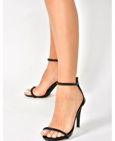 Resim Fox Shoes Siyah/Siyah Tek Bant Taşlı Kadın Abiye Ayakkabı M251800009 Siyah 