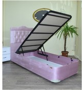 Resim Baza Başlık Tay Tüy Pembe Silinebilir Kumaş Model Kapitone Metal Fırın Boya 90*190 El Yapım 
