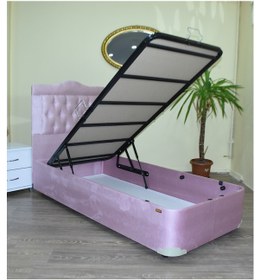 Resim Baza Başlık Tay Tüy Pembe Silinebilir Kumaş Model Kapitone Metal Fırın Boya 90*190 El Yapım 
