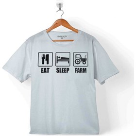 Resim Kendim Seçtim Eat Sleep Farm Yemek Uyku Çalışmak Çiftçilik Çocuk T-Shirt 