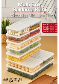 Resim Multi Box 10 Parça 4 Farklı Boy Saklama Kabı Seti - Dondurucu & Mikrodalga Uyumlu Krem 