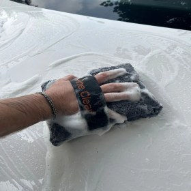 Resim Fine Clean Lastikli Mikrofiber Kaplı Oto Yıkama Süngeri Ekstra Köpürtme Araba Süngeri 