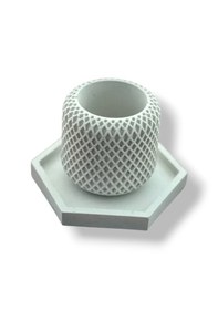 Resim Dekoratif Desenli Vazo, Çiçeklik ,mumluk Beyaz 