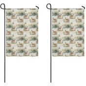 Resim Geyik 2'li Çift Taraflı 12x18inch Bahçe Bayrağı, Dış Mekan-a14 12+ 