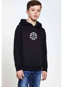 Resim Arc Reactor Two Baskılı Unisex Çocuk Kapüşonlu Siyah Sweatshirt Siyah 