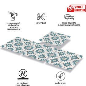 Resim Tink Kendinden Yapışkanlı Yeşil Çiçek Bahçesi Desenli Pvc Karo 30X30 cm (4 Adet) 0,36 M2 