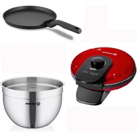 Resim Korkmaz Waffle Makinesi Krep Tavası ve Karıştırma Kabı Korkmaz 