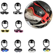 Resim Köpek Güvenliği Binicilik Şapkası Motosiklet Bisiklet Şapkası + Gözlükler Açık Hava Maceraları Kulak Deliği Olan Kask Kask Köpek Sert Şapkası La 