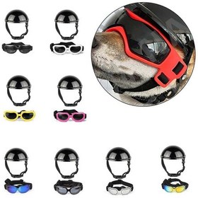 Resim Köpek Güvenliği Binicilik Şapkası Motosiklet Bisiklet Şapkası + Gözlükler Açık Hava Maceraları Kulak Deliği Olan Kask Kask Köpek Sert Şapkası La 
