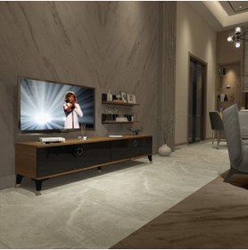 Resim Decoraktiv Eko 4 Mdf Std Gold Tv Ünitesi Tv Sehpası - Ceviz - Siyah 
