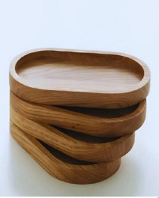 Resim 4 Lü Ahşap Tepsi Çay Tepsisi Kahve Tepsisi Sunum Tepsisi 16cm Uzunluk Sunumluk Ahşap 