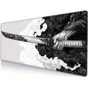 Resim Geniş Japon Samurai Kılıcı Tasarımıyla Uzatılmış Oyun Fare Pedı, Ekstra Büyük, Dikişli Kenarlar, Yıkanabilir, Kaymaz Kauçuk Tabanı, 80.01x29.97 cm 