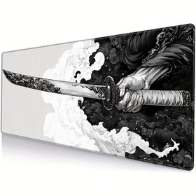 Resim Geniş Japon Samurai Kılıcı Tasarımıyla Uzatılmış Oyun Fare Pedı, Ekstra Büyük, Dikişli Kenarlar, Yıkanabilir, Kaymaz Kauçuk Tabanı, 80.01x29.97 cm 