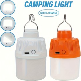 Resim Taşınabilir Açık Kamp Feneri, Taşınabilir LED Kamp Ampulü - USB Şarj Edilebilir, 3 Aydınlatma Modu ile, Çadırlarda Asılma, Açık Maceralar, Barbekü ve Acil Durum Kullanımı için Uygun. Beyaz/Turuncu Renklerde Mevcut. 