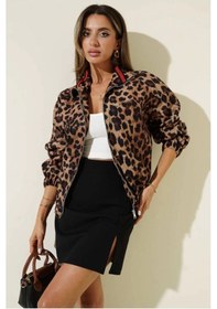 Resim Biçomi Leopar Desenli Astarlı Ceket Siyah T1192 Siyah 