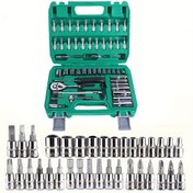 Resim Taşınabilir Soket Anahtarı Seti, Yeşil 53/50 adet Krom Vanadyum Çelik Darbe Soket Seti, 3/8 İnç Sürücü, Altıgen Tasarım, 5/16 ila 3/4 İnç Boyutları ve 8 ila 22mm Metrik Boyutları Dahil, Ratchet Anahtarı, Uzatma Çubuğu, Adaptör ve Eldivenler ile Donatılmış WY53&50-Q4-0513-13 